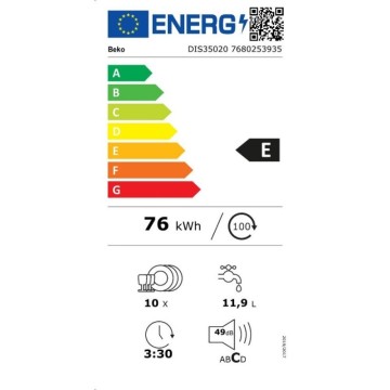 Lavastoviglie 45 centimentri incasso totale Beko DIS35020 10 coperti classe E