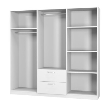 Armadio in legno 200x180h cm con 6 ante e 2 cassetti colore bianco - GRD4262023