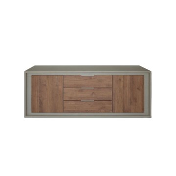 Madia 2 ante e 3 cassetti cashmere e noce mercure Open 180x50x80h
