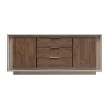 Madia 2 ante e 3 cassetti cashmere e noce mercure Open 180x50x80h