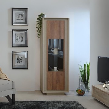 Vetrina con anta noce mercure e cashmere Open 67x40x197h