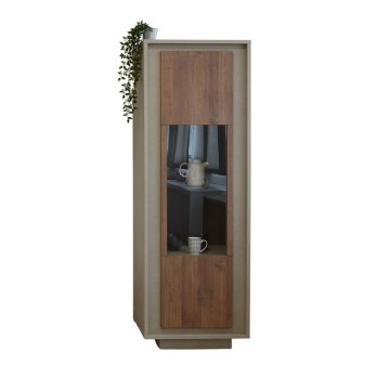 Vetrina con anta noce mercure e cashmere Open 67x40x197h