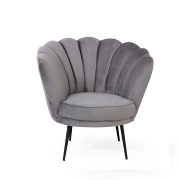 Poltrona a conchiglia in velluto grigio riviera20 Orel