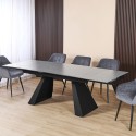 Tavolo allungabile 160x90 cm in ceramica nera e metallo nero - Ariel