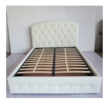 Letto matrimoniale con contenitore e testiera curva colore bianco - Jebe
