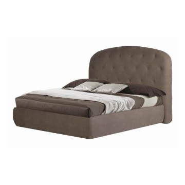 Letto matrimoniale con contenitore e testiera arrotondata colore visone - Button