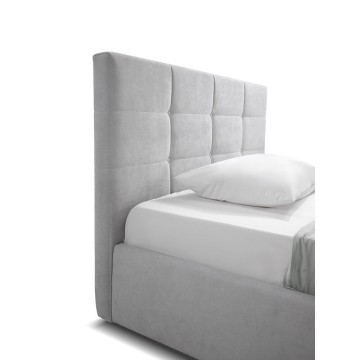 Letto una piazza e mezza tessuto grigio con contenitore Napoli