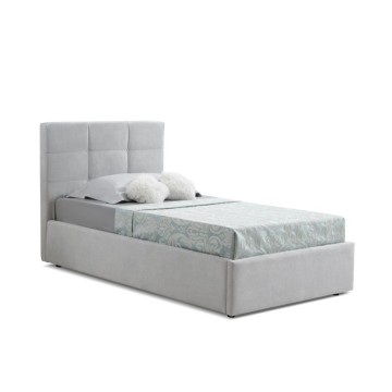 Letto singolo con contenitore Napoli tessuto grigio