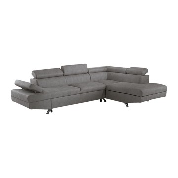 Divano angolare destro Julie Barrel90 con letto estraibile grigio chiaro 297x206x79