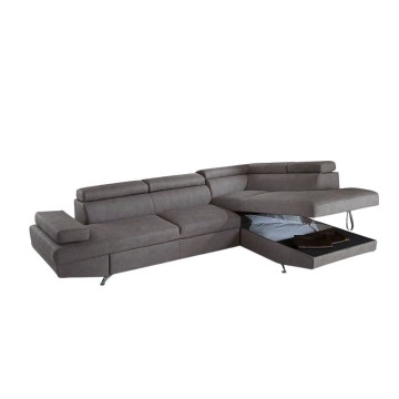 Divano angolare destro Julie Barrel90 con letto estraibile grigio chiaro 297x206x79
