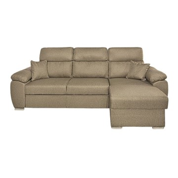 Divano con penisola contenitore cappuccino ComoII tessuto giulia9703