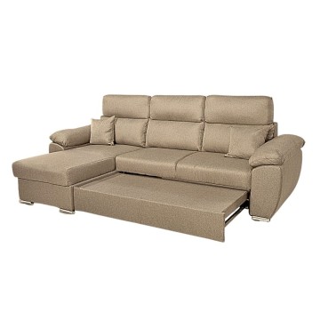 Divano con penisola contenitore cappuccino ComoII tessuto giulia9703