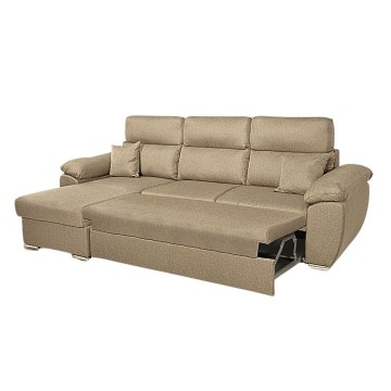 Divano con penisola contenitore cappuccino ComoII tessuto giulia9703