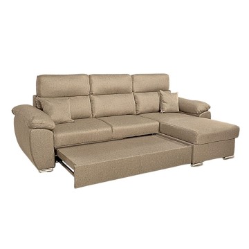 Divano con penisola contenitore cappuccino ComoII tessuto giulia9703