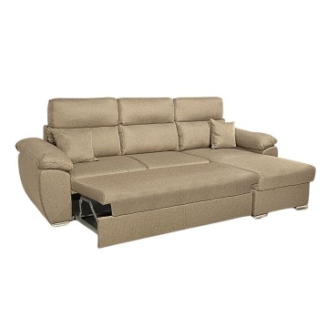 Divano con penisola contenitore cappuccino ComoII tessuto giulia9703