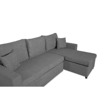 Divano letto con penisola reversibile e contenitore grigio - Golf