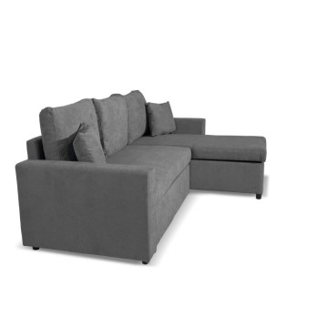 Divano letto con penisola reversibile e contenitore grigio - Golf