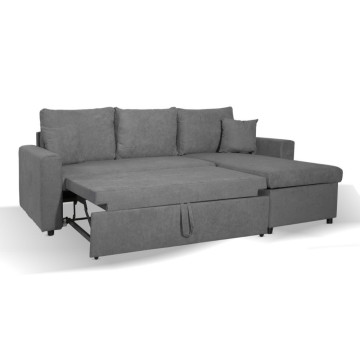 Divano letto con penisola reversibile e contenitore grigio - Golf