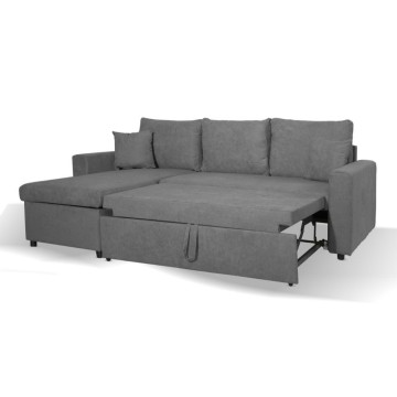 Divano letto con penisola reversibile e contenitore grigio - Golf