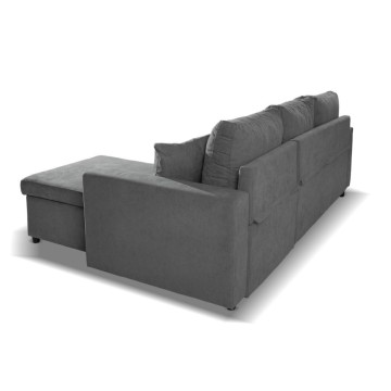Divano letto con penisola reversibile e contenitore grigio - Golf