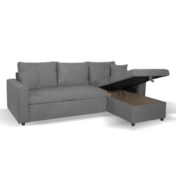 Divano letto con penisola reversibile e contenitore grigio - Golf