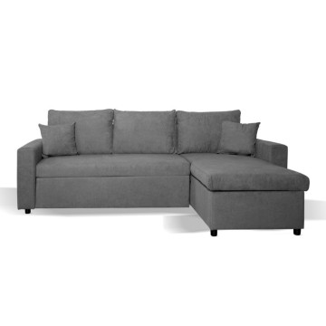 Divano letto con penisola reversibile e contenitore grigio - Golf