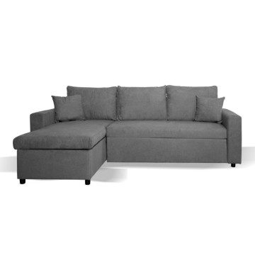 Divano letto con penisola reversibile e contenitore grigio - Golf