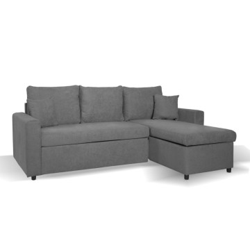 Divano letto con penisola reversibile e contenitore grigio - Golf
