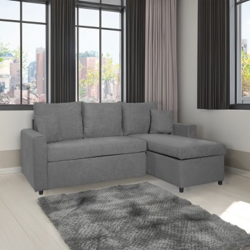 Divano letto con penisola reversibile e contenitore grigio - Golf