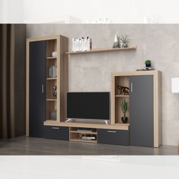 Parete attrezzata rovere sonoma e grafite Nobel 263,1x40x202h