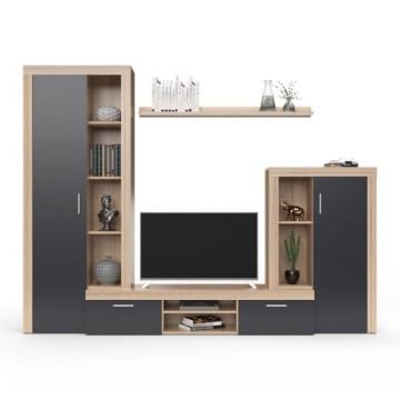 Parete attrezzata rovere sonoma e grafite Nobel 263,1x40x202h