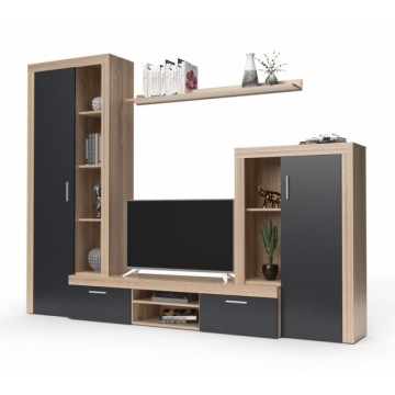 Parete attrezzata rovere sonoma e grafite Nobel 263,1x40x202h