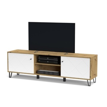 Mobile porta TV 2 ante e vano a giorno rovere bianco Bollo2 183,4x40x55,5H