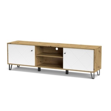 Mobile porta TV 2 ante e vano a giorno rovere bianco Bollo2 183,4x40x55,5H