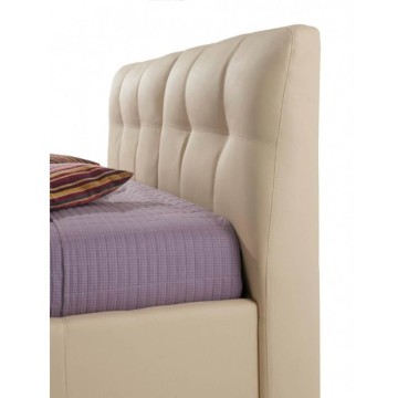 Letto matrimoniale con contenitore e testiera colore crema - Melia