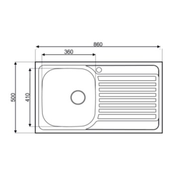 Lavello incasso cucina acciaio 86x50 cm una vasca e gocciolatoio sinistro MP861VSX