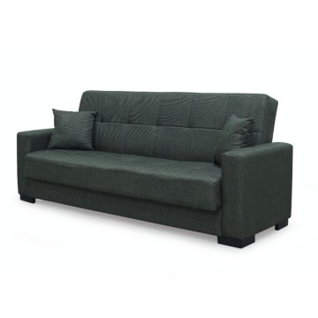 Divano 3 posti funzione letto contenitore NewMalpensa in tessuto verde oliva 225x88x94h