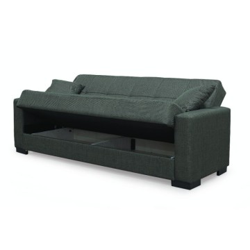 Divano 3 posti funzione letto contenitore NewMalpensa in tessuto verde oliva 225x88x94h