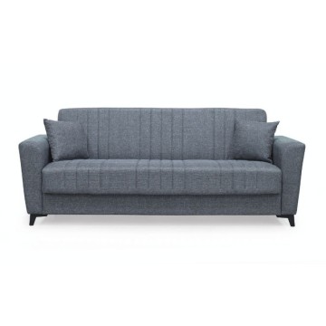 Divano 3 posti funzione letto contenitore Galant in tessuto grigio 225x82x92h