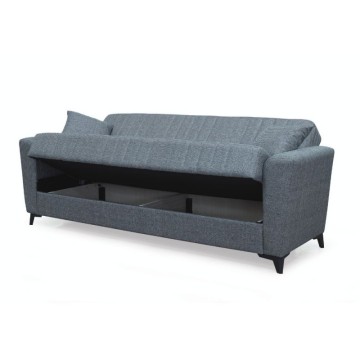 Divano 3 posti funzione letto contenitore Galant in tessuto grigio 225x82x92h