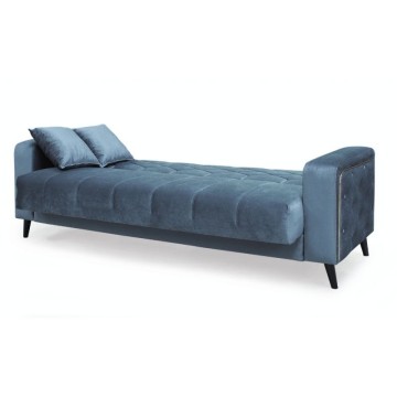 Divano 3 posti braccioli trapuntati con funzione letto e contenitore Columbia vellutino grigio 225x84x85h
