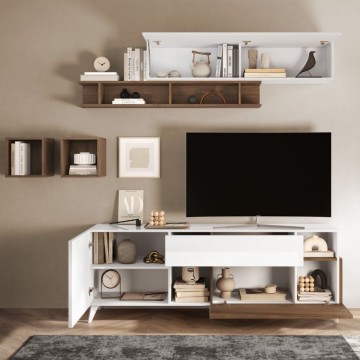 Mobile porta tv bianco lucido e mercure Marion 180x42x67h