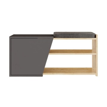 Scarpiera panca rovere antracite Fiona 104.6x37.5x47.2