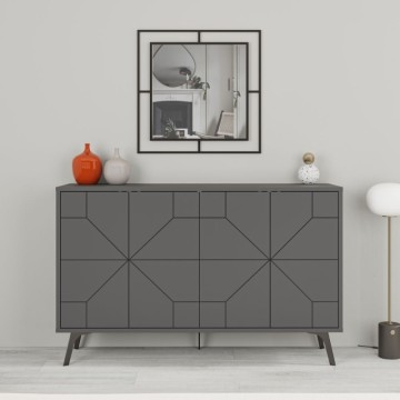 Madia 4 ante antracite con disegno geometrico Dune 123x35x77,4