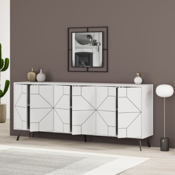 Madia 6 ante bianco con disegno geometrico Dune 184x35x77,4