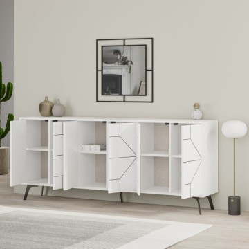 Madia 6 ante bianco con disegno geometrico Dune 184x35x77,4