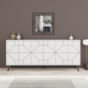 Madia 6 ante bianco con disegno geometrico Dune 184x35x77,4