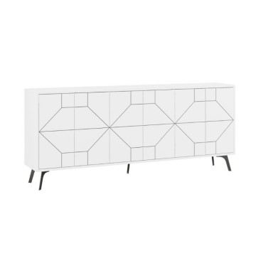 Madia 6 ante bianco con disegno geometrico Dune 184x35x77,4
