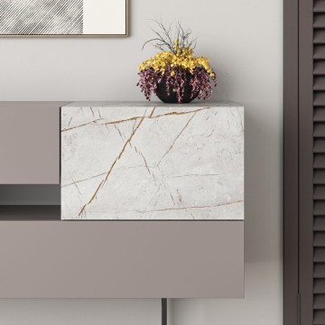 Madia tortora e effetto marmo bianco 2 ante e 2 cassetti Eros 145x40x82h