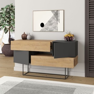 Madia rovere e antracite 2 ante e 2 cassetti Eros 145x40x82h